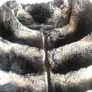 Adrienne Landau Rex Rabbit fur coat Chinchillalike